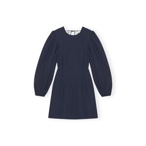 Ganni 'Drapey' Navy Melange Open Back Long Sleeve Mini Dress Size 32